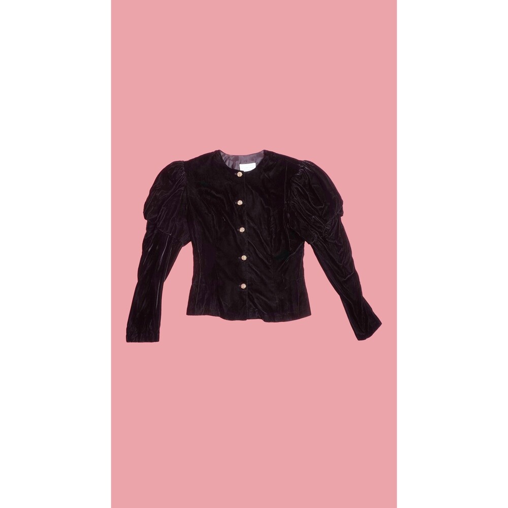 1990s. VICTORIAN Style SCOTT McCLINTOCK Velvet MUTTON Sleeve Jacket. Medium